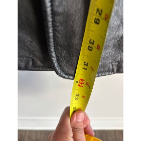 111 State Mens Long Sleeve Reversible Leather Wool Long Jacket Black Sz M/L - Picture 7 of 10